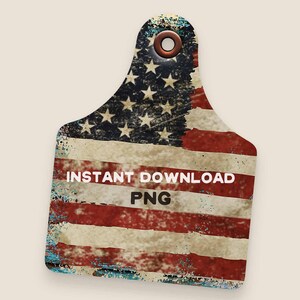USA Flag Cow Tag: Distressed Patriotic Design (PNG Download)
