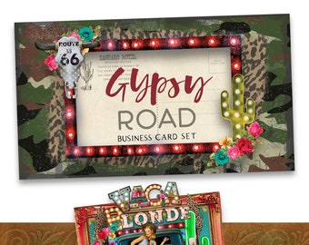 Rustic Route 66 Business Card Set: Western Boutique Design (Blank Digital Download)