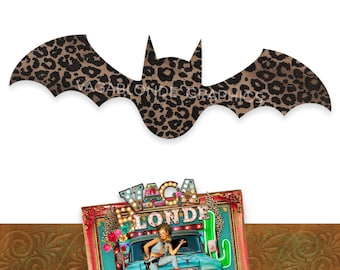 Leopard Print Bat Graphic: Halloween Clip-Art (PNG Digital Download)