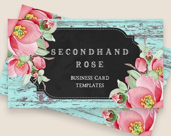 Floral Business Card Set: Blank Rustic Biz Card Design (Digital Download)