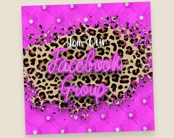 FACEBOOK GROUP Graphic, Facebook Group Splash, Marketing Graphics, Western Boutique, Neon Boutique Flyer, Social Media Post, Leopard FB Post