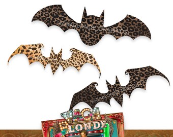 Leopard Cheetah Print Halloween Bats Graphics (PNG Digital Download)