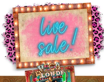 Pink Leopard Live Sale Graphic: Boutique Marketing Splash (PNG Digital Download)