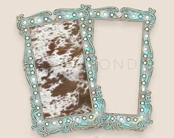 Festzelt Rahmen Set: Clip-Art Clip-Art mit einem rustikalen Rahmen aus Kuhfell (PNG Digital Download)