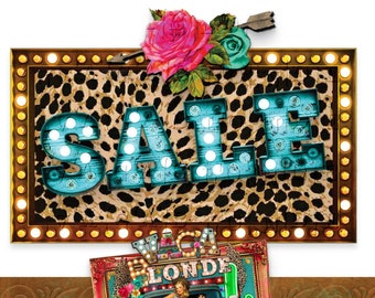 Digital download SALE graphic | Leopard Marquee Splash Sale Graphic | Transparent Background, PNG | Funky Boutique sale Frame | SALE Graphic