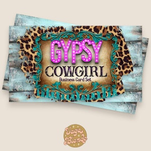 Conjunto de tarjetas de visita boutique, tarjeta de visita rústica, diseño de tarjetas de visita, tarjeta de visita occidental, diseño de vaquera gitana, tarjetas de visita en blanco