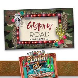 Gypsy Road Business Card Set | DIY, Rustic Business Card Design Télécharger | Cartes de visite vierges | | de marque de boutique Modèle de carte de visite
