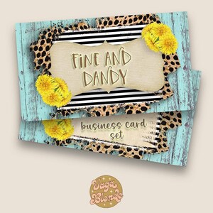 Boutique Business Card Set, Dandelions Business Card Design, Leopard Business Card Design, Blank Business Card Downloads add your own text