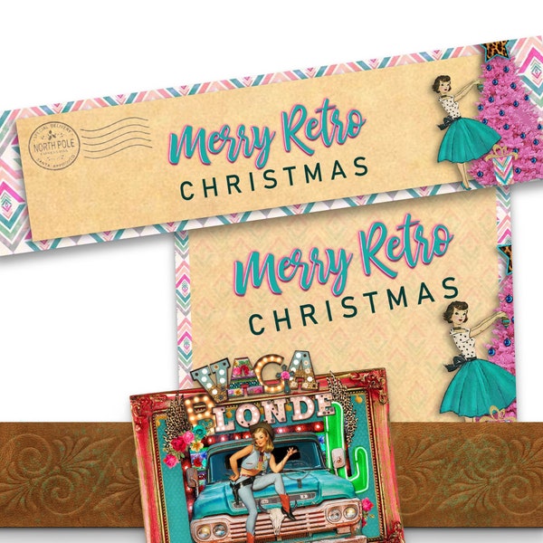 Retro Christmas Etsy Shop Banner Set, Holiday Etsy Banner, Etsy Shop Templates, DIY Blank Etsy Banner & Avatar, Christmas Etsy Shop Branding