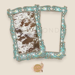 Teal Marquee Frames, Marquee Frame ClipArt, Western Frames, Cowhide Marquee Frame, Turquoise Marquee Frame, Rustic Bling Frame Graphic PNG