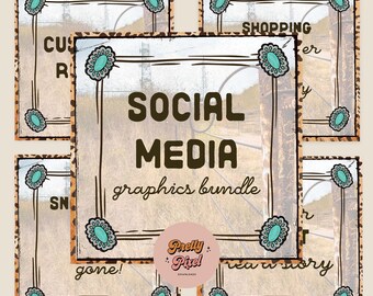 Social Media Graphics Bundle: Western Boutique Marketing Set for Small Business (Instant Download)