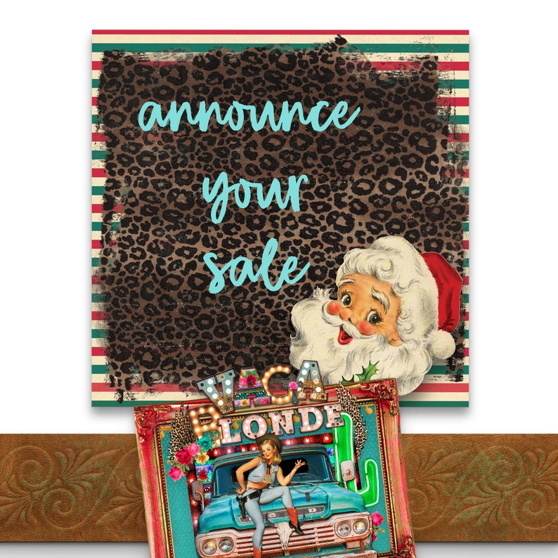 Retro Santa Holiday Background Papers: Funky Christmas Digital Downloads image 3