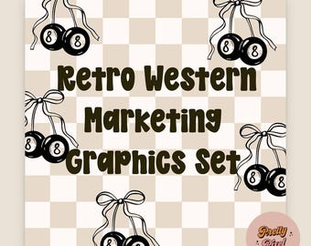 Retro Western Marketing Graphics Set: Boutique-Style Social Media Templates for Small Businesses (Instant Download)