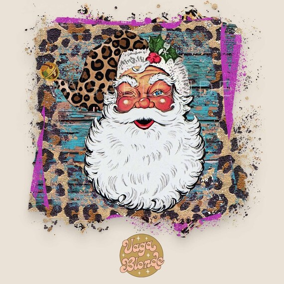 Leopard Santa PNG: Christmas Sublimation Graphic (Digital Download)