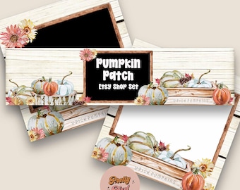 Fall Etsy Shop Banner Set:  Autumn Pumpkins Etsy Storefront Covers (Instant Download)