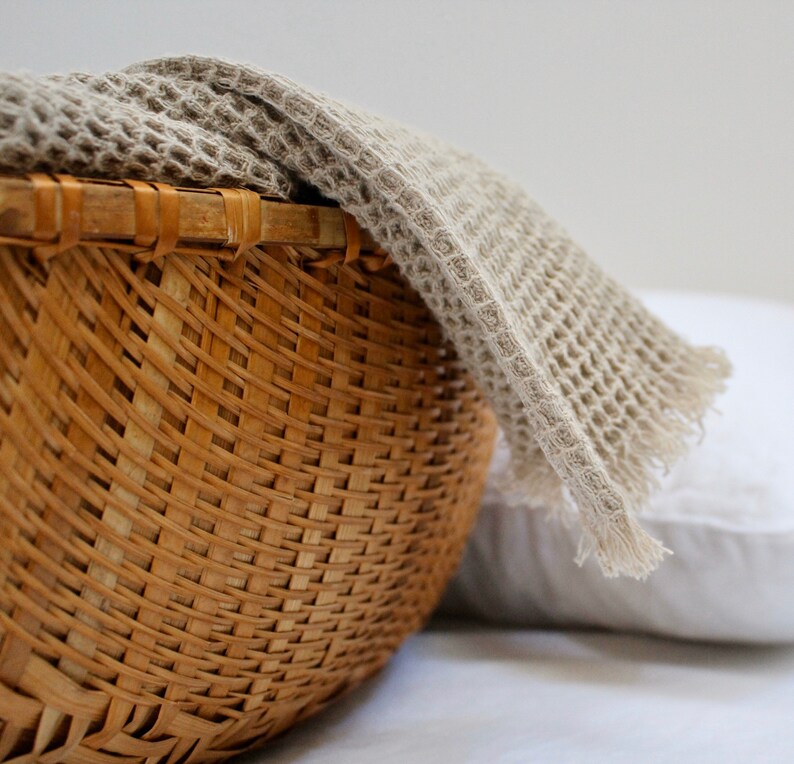 Waffle Linen Throw Blanket Made in USA Etsy