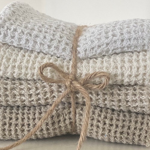 Waffle Linen Hand Towel Made in USA Etsy