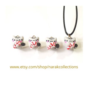 Cute Christmas Cat Necklace - Xmas Handmade