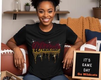 Wildcats, Wildcats fotboll, baseboll, ihålig t-shirt med strass