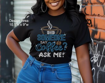 Kaffe, sa någon kaffe? Strass-t-shirt,