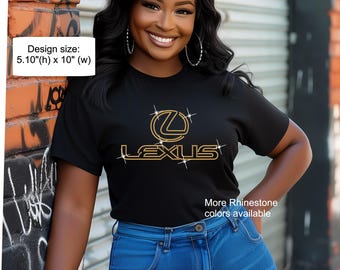 Lyxig bil (L), t-shirt med ihålig text och strass