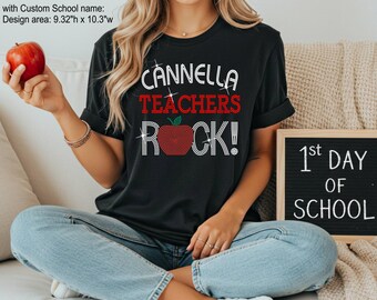 Lärare rockar! Skola Lärare rockar, personligt skolnamn, strass-t-shirt