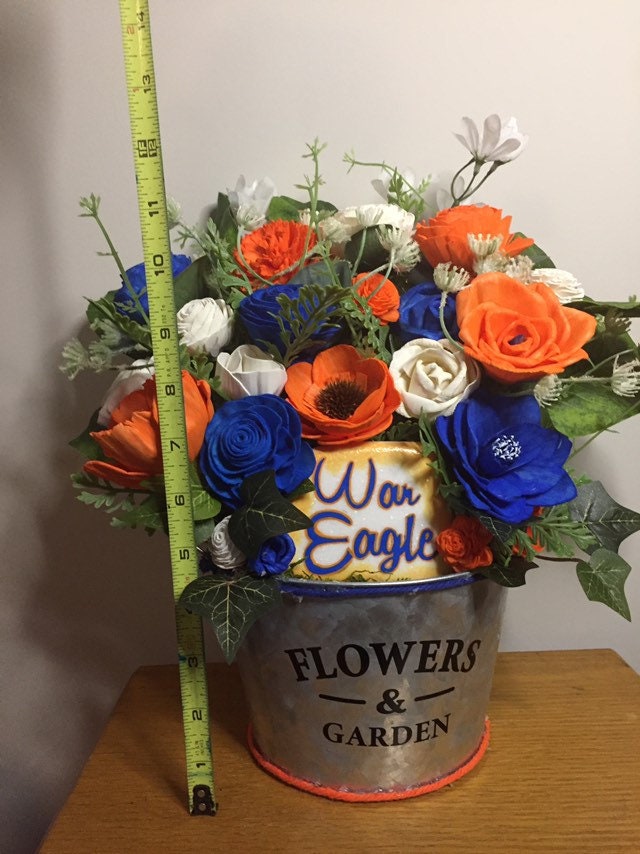 Auburn University themed faux flower arrangement with hand Etsy