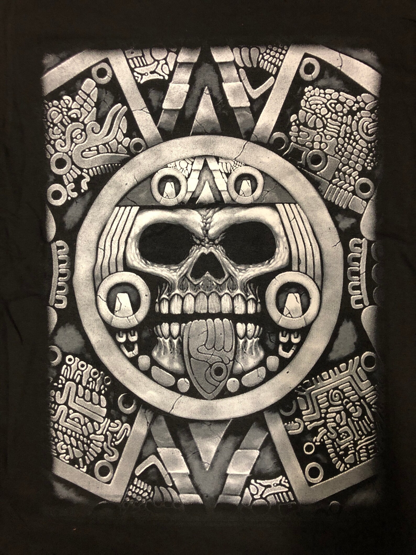 Aztec Calendar Skull Tshirt Etsy