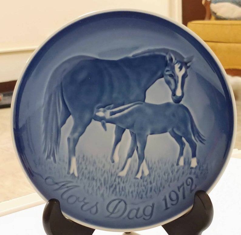 NEW 1972 B/&G Mothers Day Danish Plate HORSE w// FOAL Bing/&Grondahl ORIGINAL BOXES