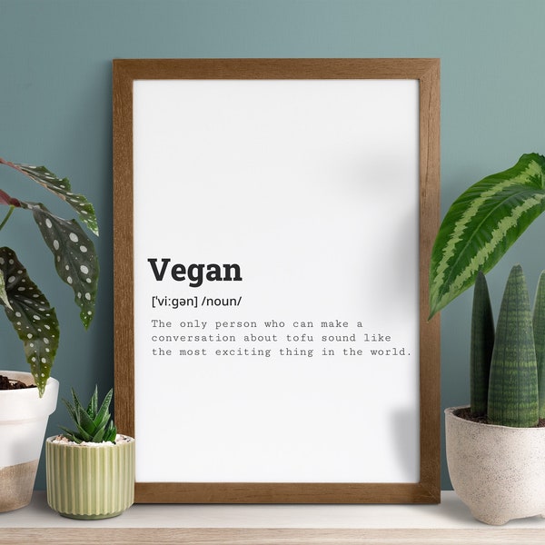 Funny Vegan Definition Instant Download | Vegan Print | Gift Vegan | Minimalist | Vegan humor | Kitchen Wall Art| Vegan Quote | Digital File