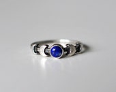 Mindfulness gift, Moon goodness, Moon Phase ring, Lapis Lazuli, Blue Gem, Celestial ring, 925 Sterling Silver