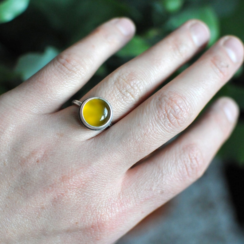 Natural Stone Sunny Ring Crystal Ring Light Stone Jewelry Gemstone Jewelry Sterling Silver Ring Bohemian Yellow Agate Silver Ring