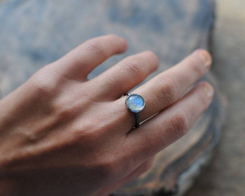 Sterling Silver ring Wanderlust Jewelry Sterling silver Moonstone Ring Birthstone ring Celestial Ring Solitaire Ring