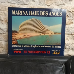 Manifesto pubblicitario d'epoca Marina Baie des Anges / Nizza / Baie des Anges / Manifesto pubblicitario francese del 1960 / Sud della Francia
