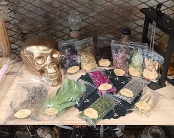 Pflanzensortiment, Kräuterkundeset, Zauberpflanzen, Wicca, Pflanzbeutel, Hexerei-Starterbox, getrocknete Pflanzen, Altar