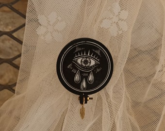 Unique eye brooch, witch jewelry, black brooch, witch gift idea, talisman, amulet, wicca, gothic, witchcraft belief