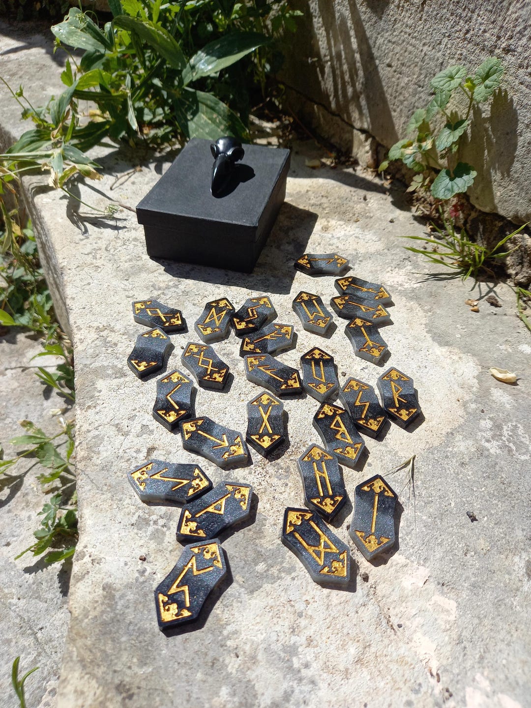 Viking Runes and Its Box, Resin Runes, Runic Alphabet, Futhark Runes ...