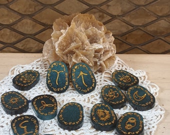 Witch runes, resin runes, wicca, altar, temple, divination tools, runomancy, witchcraft, altar accessories