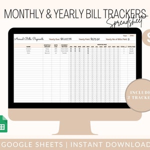 US - Bills Expenses Tracker Spreadsheet | Monthly Annual Bill Tracker Spreadsheet | Google Sheets Bill Tracker |  Bill Checklist