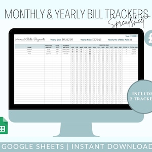UK - Bills Expenses Tracker Spreadsheet | Monthly Annual Bill Tracker Spreadsheet | Google Sheets Bill Tracker |  Bill Checklist - GBP