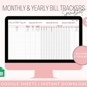 US - Bills Expenses Tracker Spreadsheet | Monthly Annual Bill Tracker Spreadsheet | Google Sheets Bill Tracker |  Bill Checklist