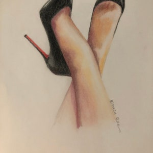1 Pastel drawings Print, shoes, Fascinators
