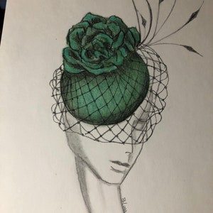 Pastel drawing hat, hat, Fascinator drawing