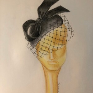Pastel drawing hat, hat, Fascinator drawing