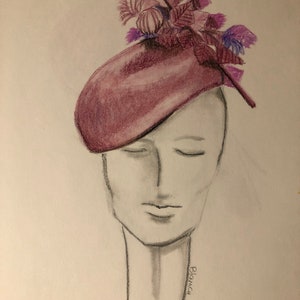 Pastel drawing hat, hat, Fascinator drawing