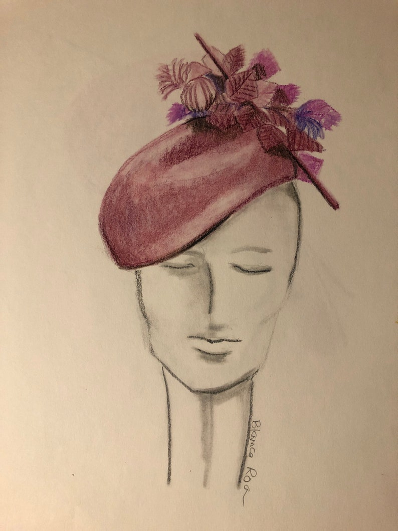 Pastel Drawing Hat, Hat, Fascinator Drawing Etsy