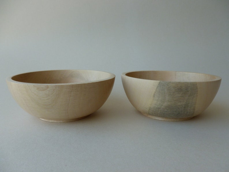 Hand Turned Pair Of Wooden Bay Bowls