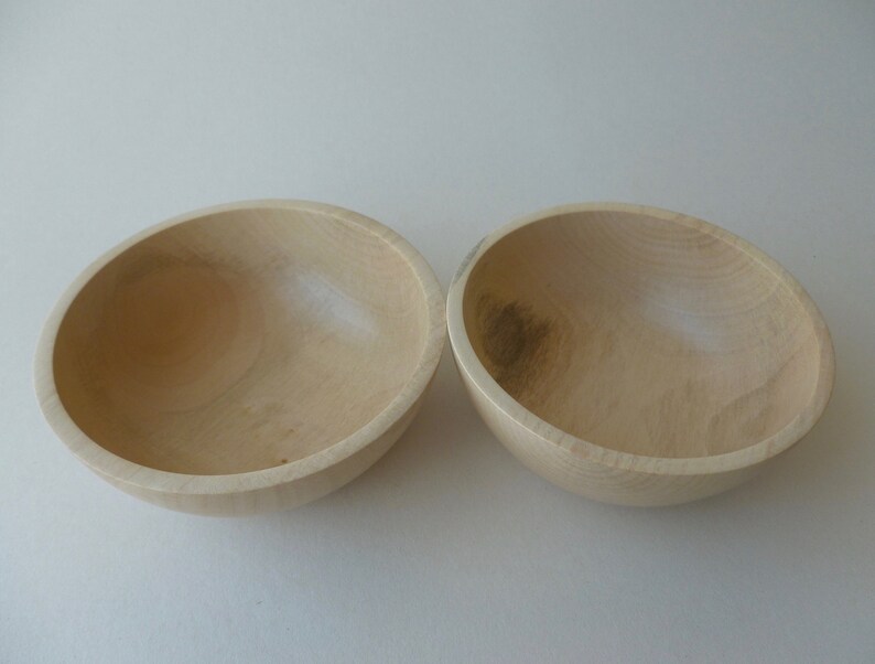 Hand Turned Pair Of Wooden Bay Bowls