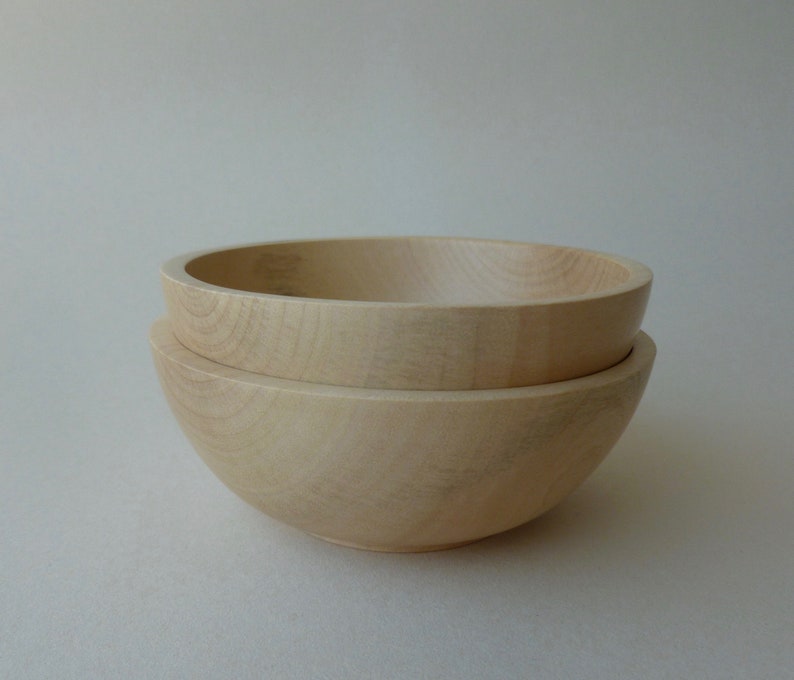 Hand Turned Pair Of Wooden Bay Bowls
