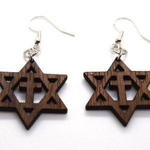 Star of David With Cross Earrings, Cross With David Star